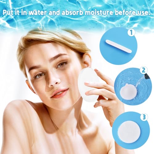 Woozettn Compressed Facial Sponges - 240 Count Round Exfoliating Face Pads