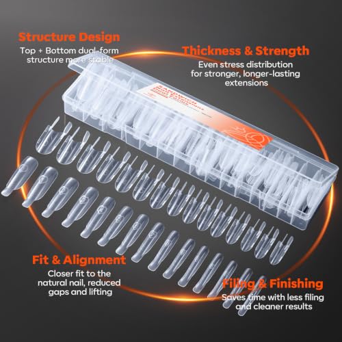 Modelones Almond Oval Dual Nail Forms - 120pcs, No Base Gel Needed