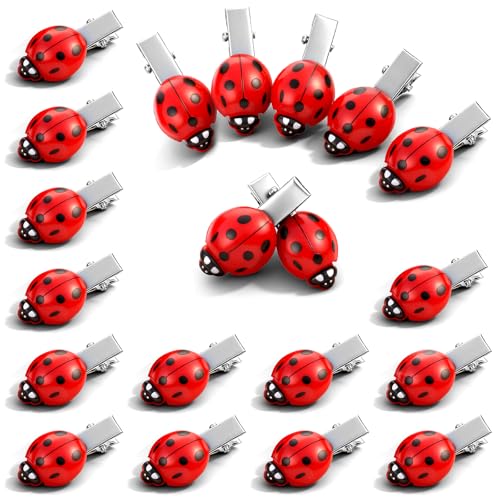 20 Ladybug Hair Clips - Cute Insect Barrettes for Kids & Parties