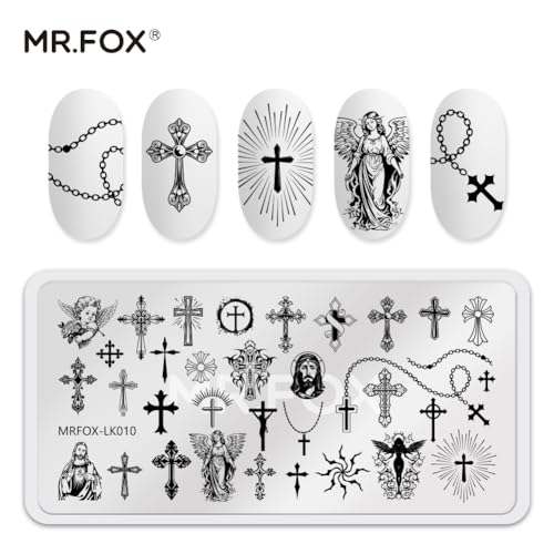 MR.FOX 6-Piece Nail Art Stamping Plate Set - Deep Etched Butterfly & Rose
