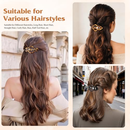 6-Piece Vintage French Hair Clips for Women Girls – Tortoise Shell Barrettes