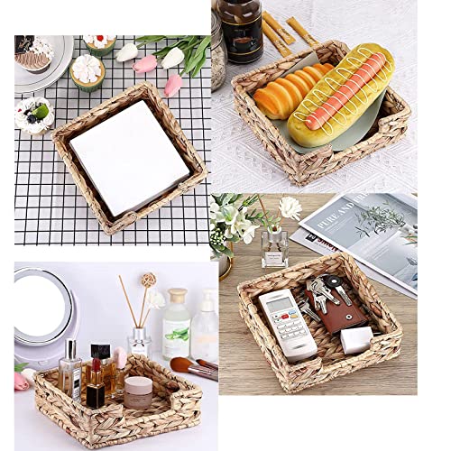 Natural Water Hyacinth Napkin Holder - Decorative Wicker Tray
