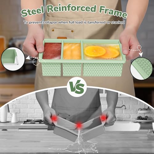 Doasuwish Silicone Freezer Trays with Lid - 2-Pack, 1-Cup & 2-Cup