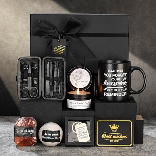 Men's Self-Care Gift Set with Bath Salts, Grooming & Relaxation Tools