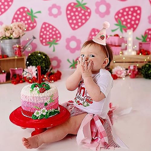 Handcrafted Strawberry Birthday Hat - Pink Party Headwear for 1st Birthday