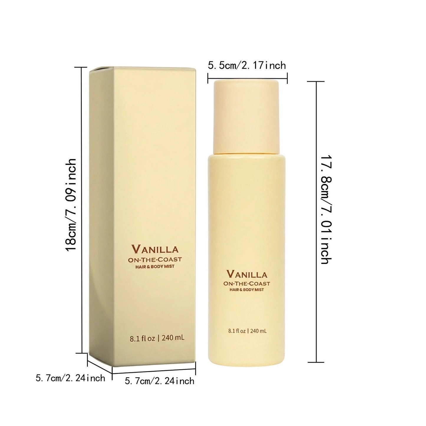 OFOBES Vanilla Beach Fragrance Spray, Vanilla on the Hair and Body Mist - Long Lasting Fragrance Spray, Natural & Vegan Beach Scent for Women, Alcohol-Free, 8.1floz