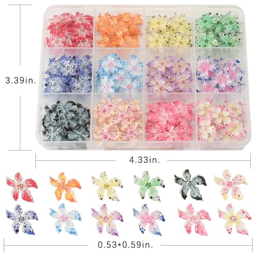 180 Pcs 3D Flower Nail Charms Set - Eco-Friendly Resin for Nail Art