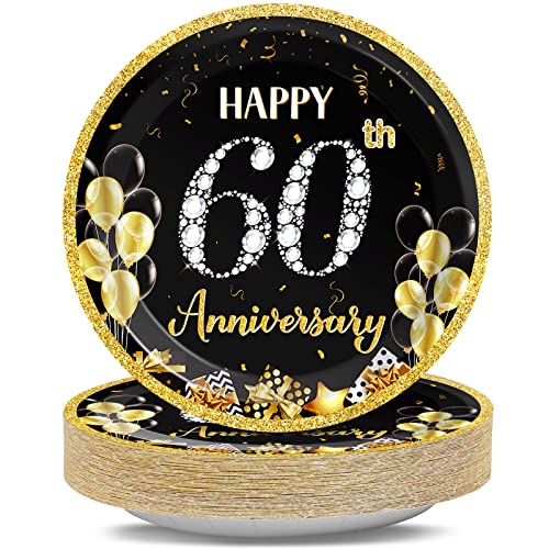 60th Wedding Anniversary Paper Plates - 48 Disposable Dessert Plates