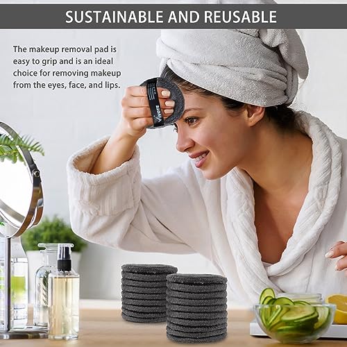 VIVOTE Reusable Microfibre Make-Up Remover Pads - 20 Pack Grey