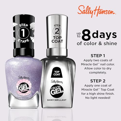 Sally Hansen Miracle Gel Nail Polish 908 Pearl-ple | Gel-Like, Long Lasting, No UV Needed | Pearlescent Lilac
