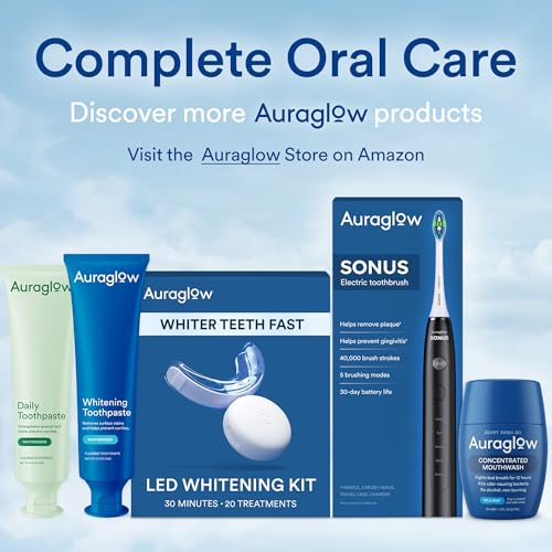 AURAGLOW Sonus Electric Toothbrush Replacement Heads with Cover Cap - White, 3 Pack