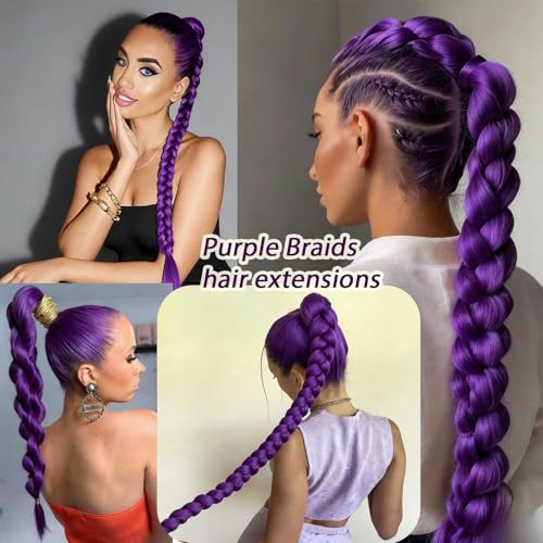 Dark Purple Braiding Hair Extensions 28 Inch - 2 Packs for Festivals & Parties