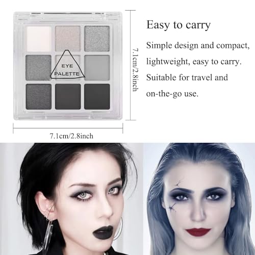 Black Smokey Eyeshadow Palette - 9 Cool Toned Shades