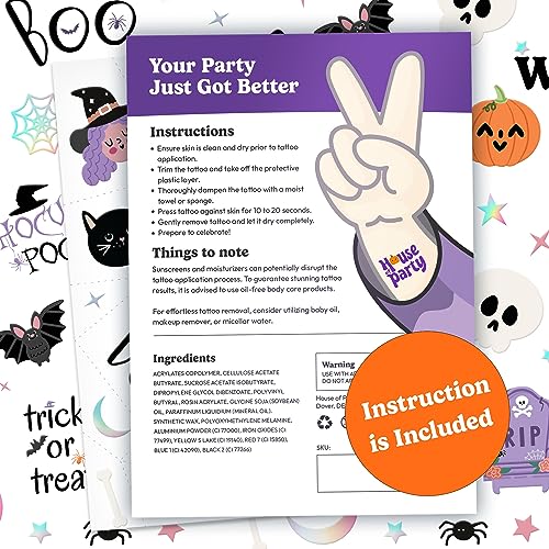 Glow in the Dark Halloween Tattoos for Kids - Waterproof Party Favors & Decorations