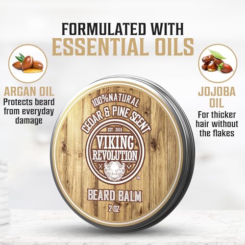 Viking Revolution Cedar and Pine Beard Balm and Beard Oil Grooming Bundle