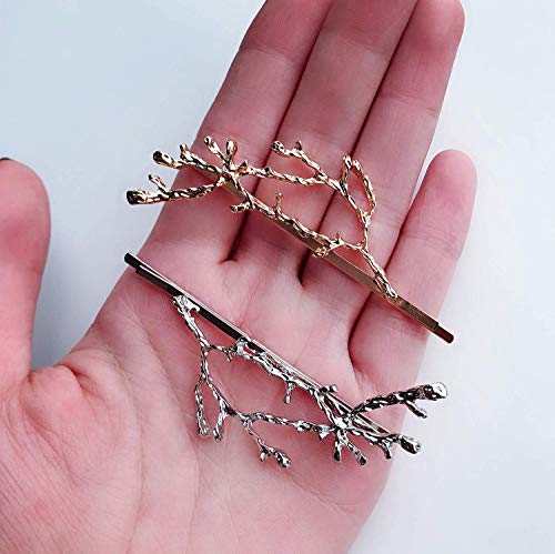 10pcs Gold Silver Leaf Hair Clips Set - Elegant Dainty Hairpins for Wedding & Gifts