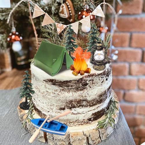Camping Cake Decorations Set - 9 Forest Themed Toppers