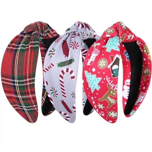 Red Plaid Christmas Knotted Headband for Women - Festive Hair Accessory