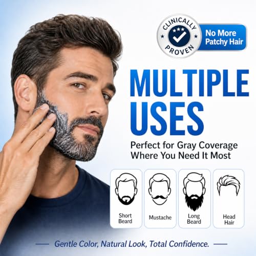 Onilyua 3-in-1 Black Beard Dye Shampoo for Men - Gray Hair Coverage