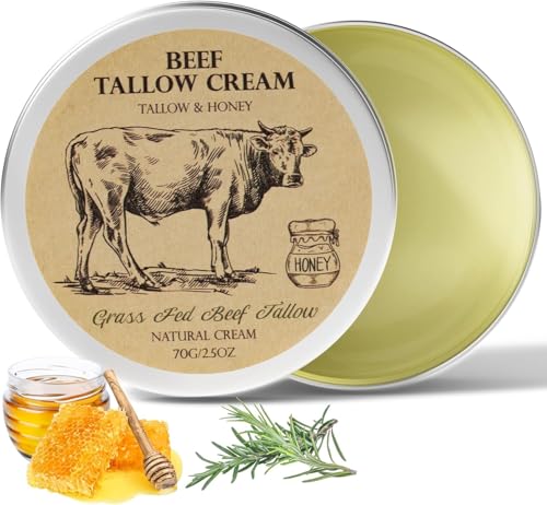 MROUVIK 2.5 Oz Natural Beef Tallow & Honey Face Moisturizer - Hydrating Skin Balm