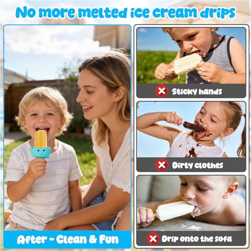 AIERSA Silicone Popsicle Holders with Drip Catcher - 4 Pack