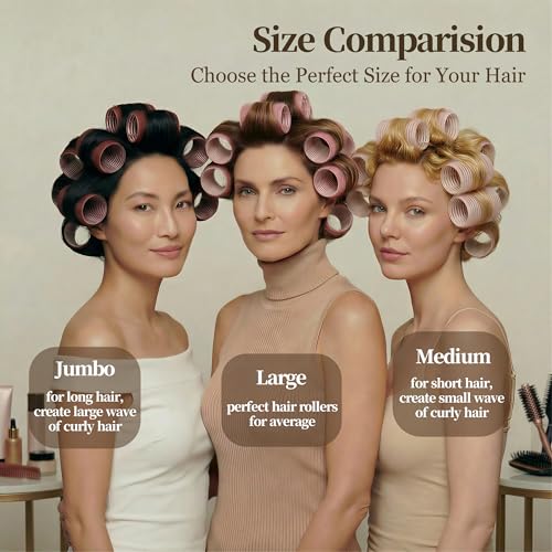 26pcs Ceramic Thermal Hair Rollers Set - Bean Paste Color for Heatless Curls, Waves & Volume