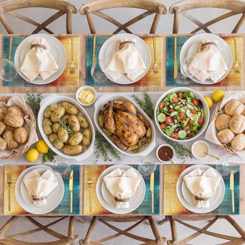 Emvency Farmhouse Placemats Set of 6 - 12x18 Inch Grunge Design