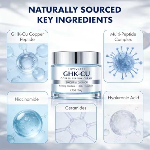 GHK-CU Copper Peptide Cream for Face - 2400PPM Firming Moisturizer, 1.7 Oz