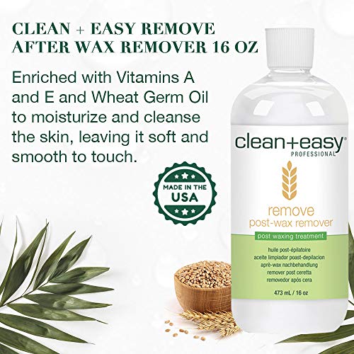 Clean + Easy After Wax Remover Oil, Wheat Germ Post-Waxing Cleanser, 16 oz