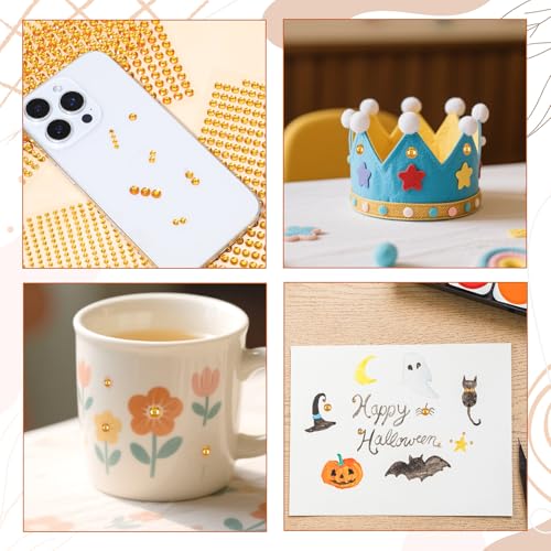 Yellow Rhinestone Stickers - 1792 Self-Adhesive Gems for DIY Craft