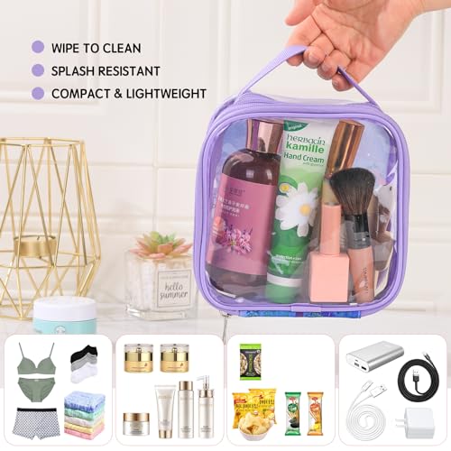 BORMELUN TSA Approved Clear Toiletry Bag Purple S Travel Organizer with Handle