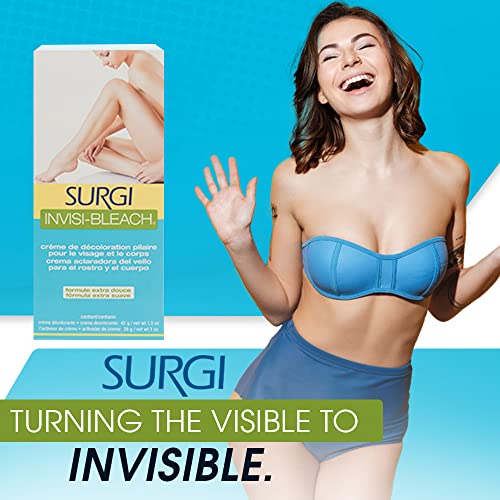 Surgiwax Invisi Bleach Face & Body Hair Bleaching Cream ? Lightener for Facial Hairs, Arms & Legs, Extra Gentle Formula for Sensitive Skin, 1.5 oz