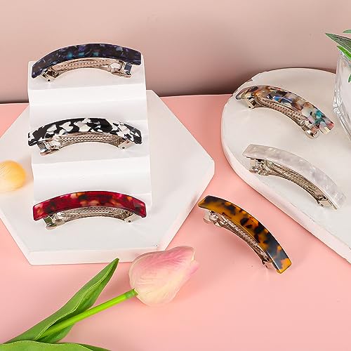 6 Pcs Tortoiseshell Hair Barrettes for Women - Stylish Clips
