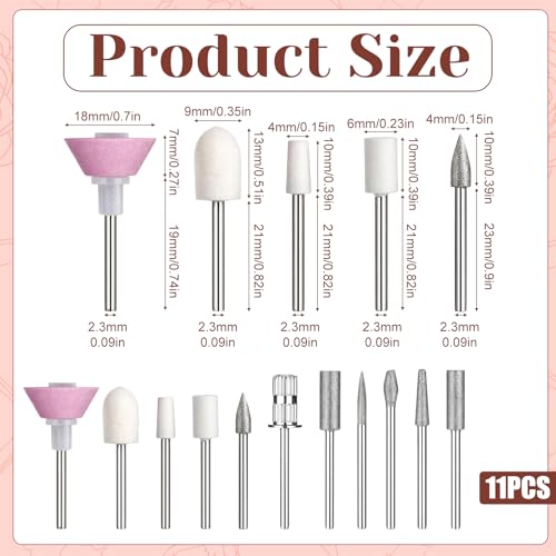 11-Piece Nail Drill Bit Set – 3/32 Inch for Acrylic Nails