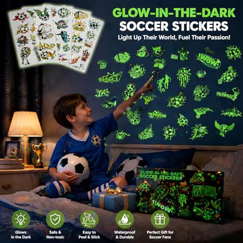 Glow in The Dark Soccer Temporary Tattoos for Kids Party Favors 76PCS