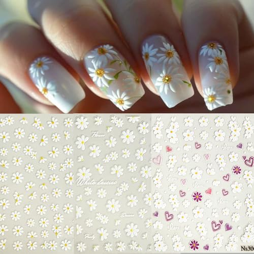 15 Sheets 3D Flower Nail Stickers - Colorful Floral & Butterfly Nail Decals