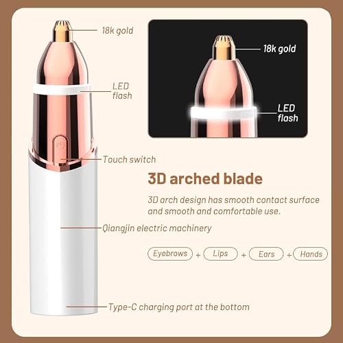 2 in 1 facial & eyebrow hair trimmer,Electric Eyebrow Trimmer, Lip Facial Body Hair Removal Tool, Facial Hair Care Tool, Electric Shaver Women, Eyebrow, Epilator Hair Remover