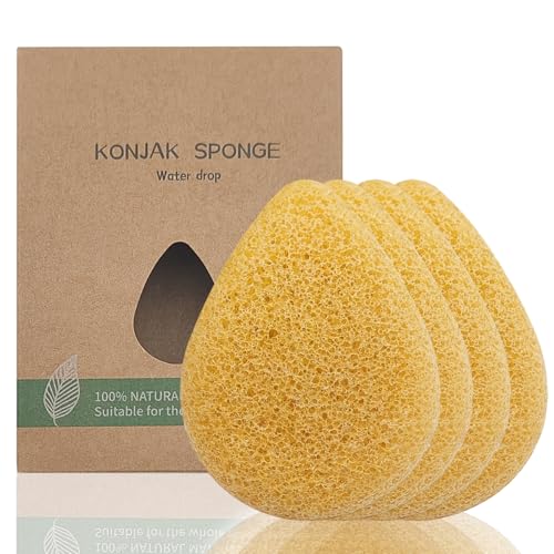 Natural Konjac Facial Sponge 4-Pack - Soft & Gentle Face Scrubber