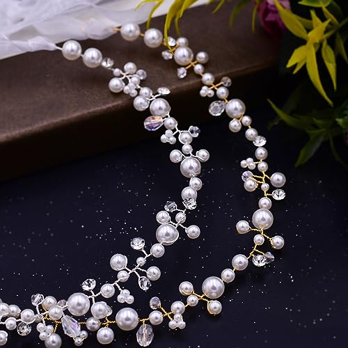 Pearl and Crystal Wedding Hair Vine - Bridal Headpiece for Bridesmaids