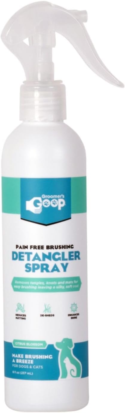 Groomer’s Goop Dog & Cat Detangler Spray - Pain-Free Tangle Remover, Softens Fur | 8 oz Bottle
