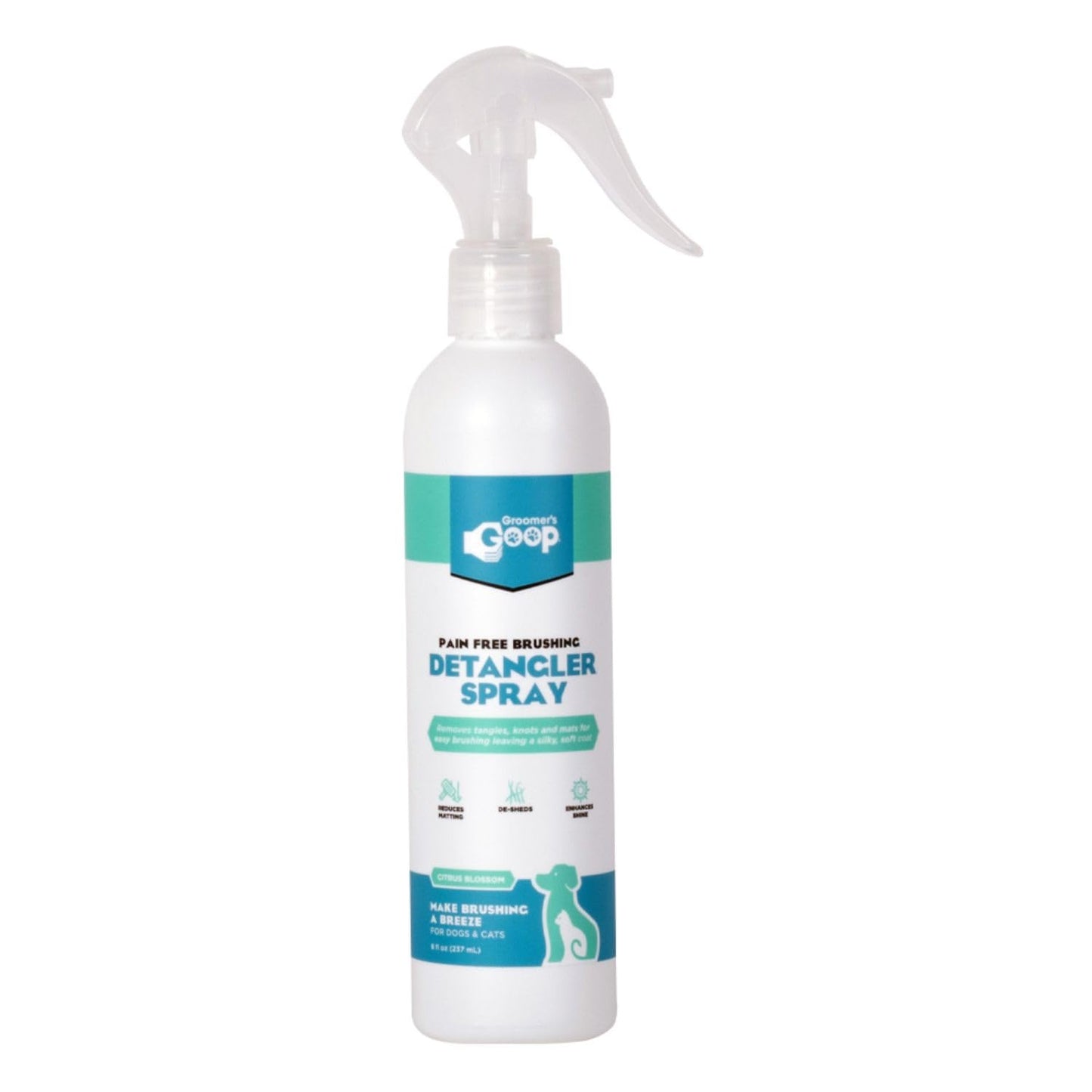 Groomer’s Goop Pain Free Brushing Detangler Spray – Tangle-Reducing Leave-in Formula Softens & Smooths Dog & Cat Coats, Gently Removes Dirt & Loose Fur, Reduces Shedding, Dye-Free – 8 oz Bottle