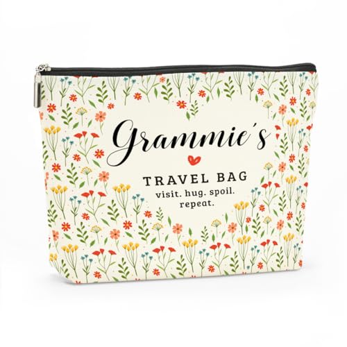 Decohim GrammieTravel Colorful Floral Makeup Bag for Women - Mom Grandma Gift