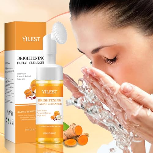 Turmeric Face Wash with Brush - Deep Cleansing & Exfoliating Facial Cleanser for All Skin Types, 2pcs 100ML