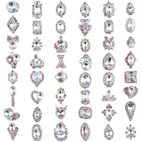 PARAOR 48PCS Small Pack of Luxury 3D Nail Art Rhinestones Crystal AB Jewelry Gems