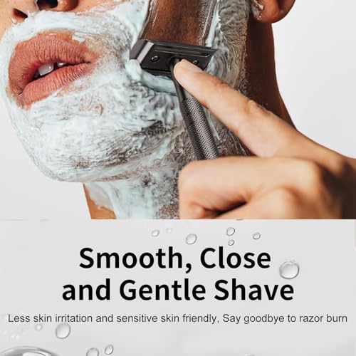 Black Stainless Steel Safety Razor with Stand - Single Blade Men’s Shaving Set