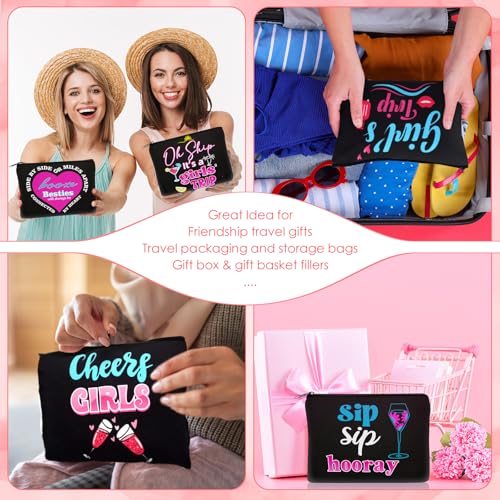 Neon Girls Trip Makeup Bags - 9 Pcs Friendship Gift Set