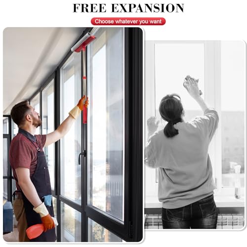 Retractable Window Squeegee with Stainless Steel Handle - 2-in-1 Cleaner for Cars, Glass Doors & Showers