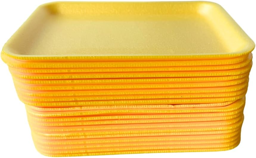 Craft Foam Trays - 20 Rectangle Trays for DIY Crafts & Printmaking | 8.25" x 5.75" x 0.5" (Pink/Rose)