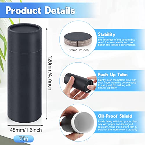 10 Pcs Eco-Friendly 2.5oz Kraft Cardboard Deodorant Containers with Push-Up Dispenser