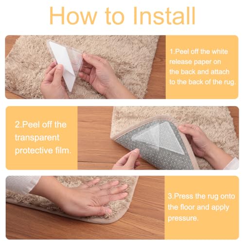 Non-Slip Rug Pads - 8 Clear Anti-Slip Grippers for Rugs